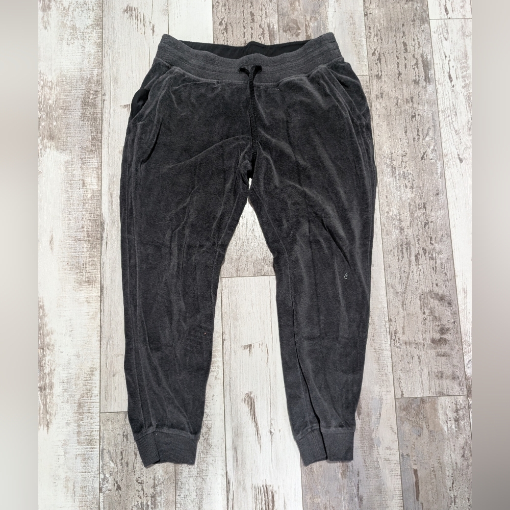 Lululemon Warm Down Jogger Velour Size 10 Dark Grey Mid Rise